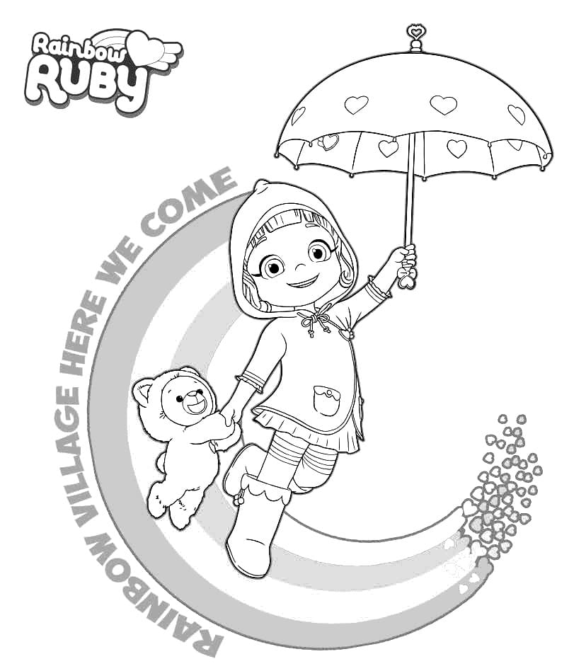 Çok Sevimli Gökkuşağı Ruby Boyama Sayfası