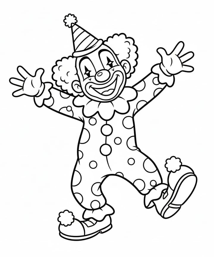 Dans Eden Palyaço Boyama Sayfası