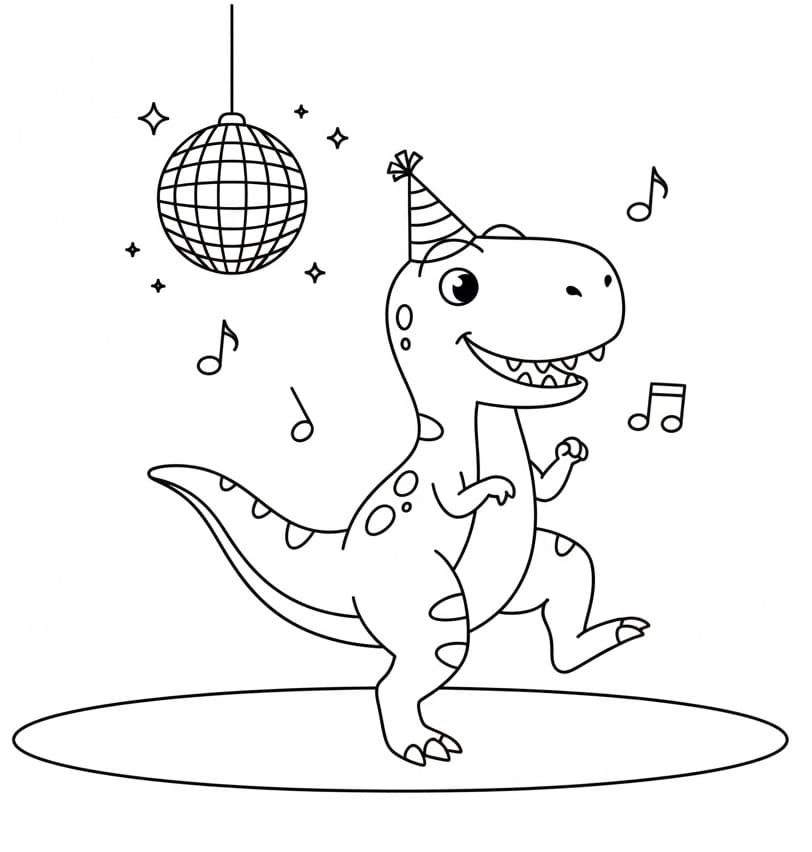 Dans eden T-rex Boyama Sayfası