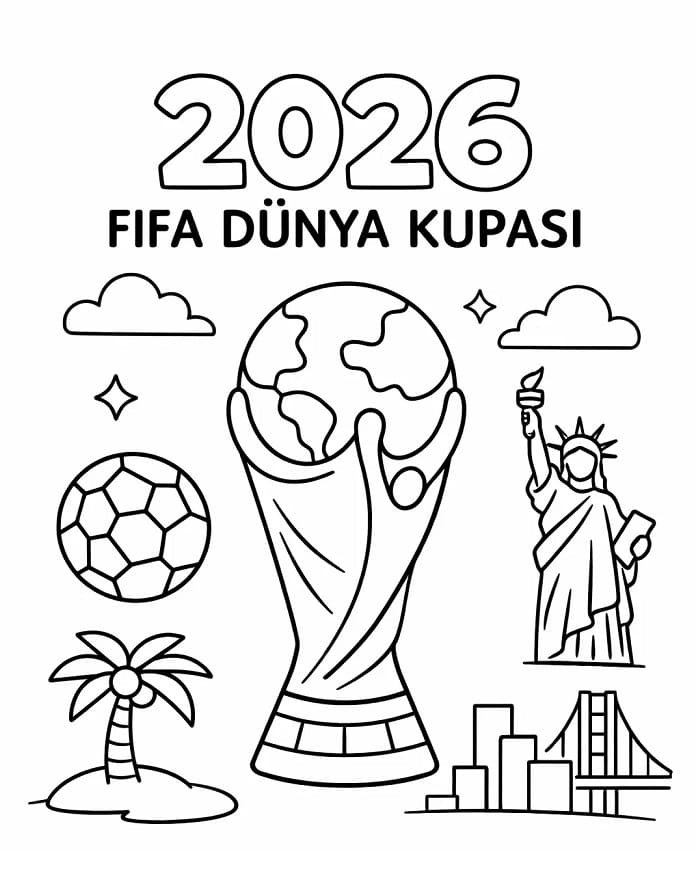 Dünya Kupası 2026 1 Yaş Çocuklar İçin Boyama Sayfası