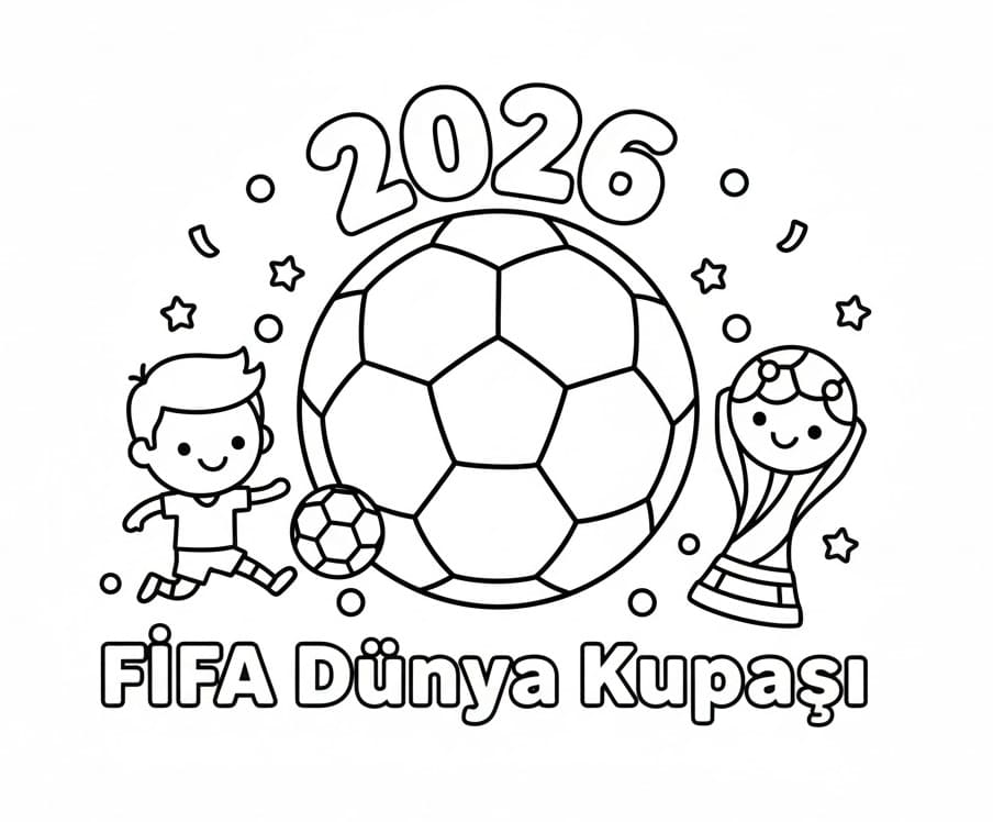 Dünya Kupası 2026 3 Yaş Çocuklar İçin Boyama Sayfası