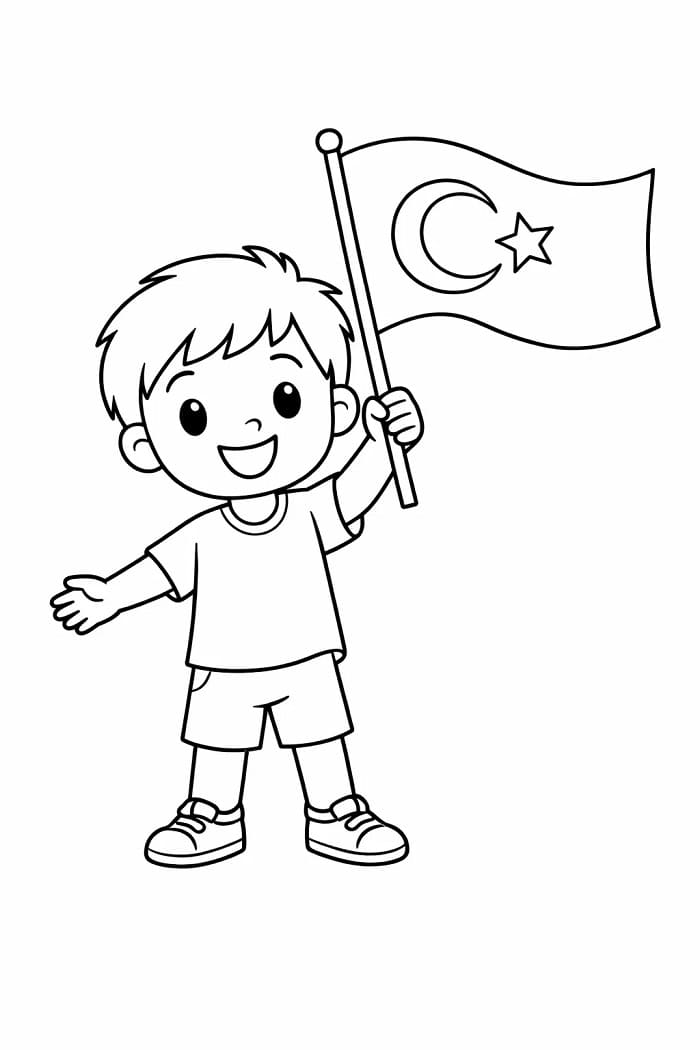 Fantastik Türk Bayrağı Boyama Sayfası