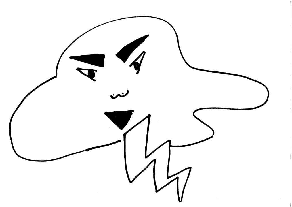 Fırtınalı Bulut Boyama Sayfası