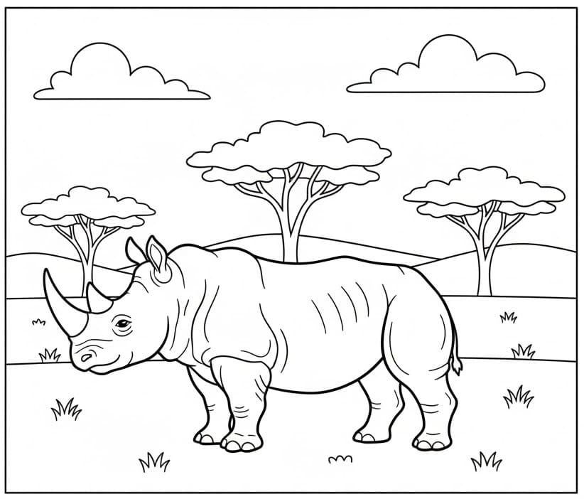 Gergedan Bedava Resim Boyama Sayfası