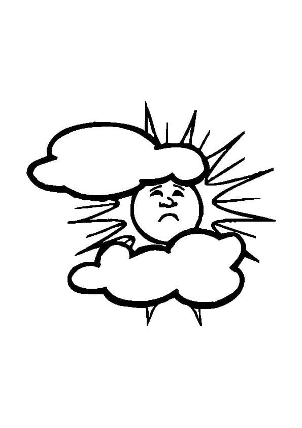 Güneş ve Bulutlar Boyama Sayfası