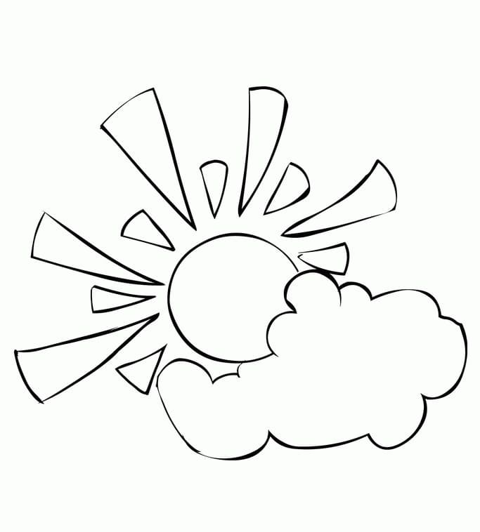 Güneşli Bulut Boyama Sayfası