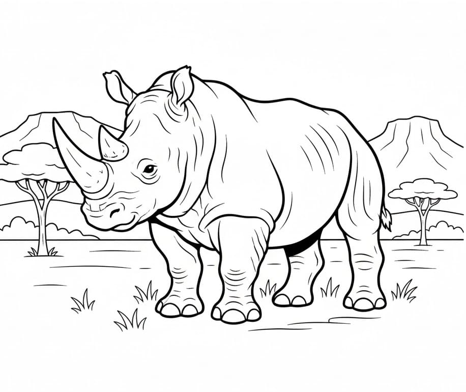 Güzel Gergedan Boyama Sayfası