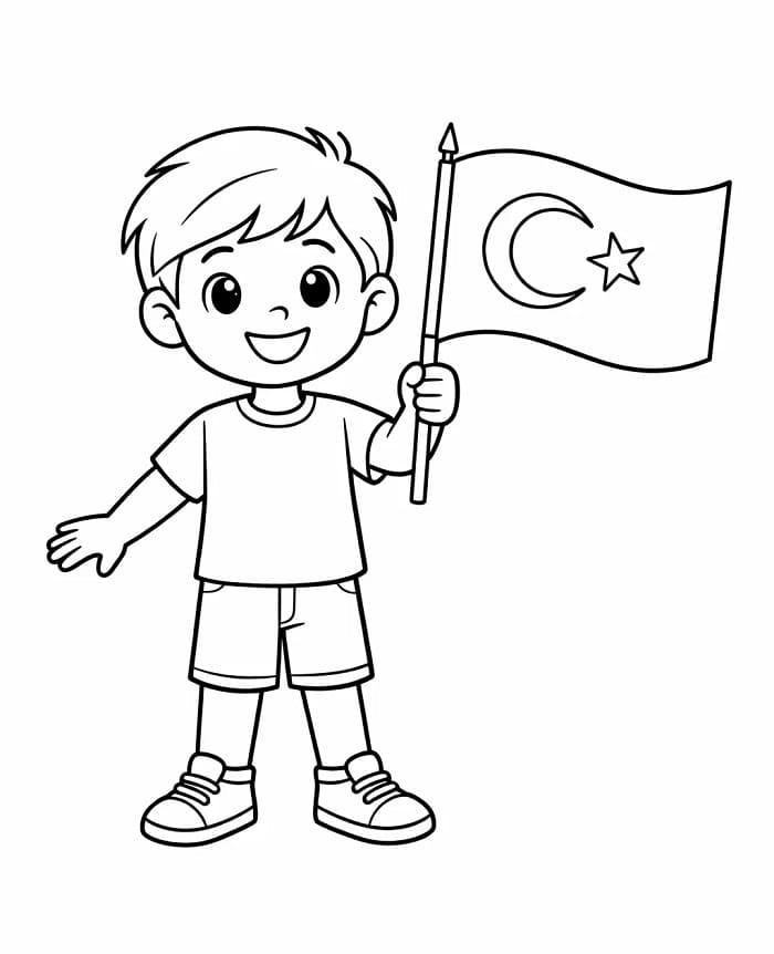 Güzel Türk Bayrağı Boyama Sayfası