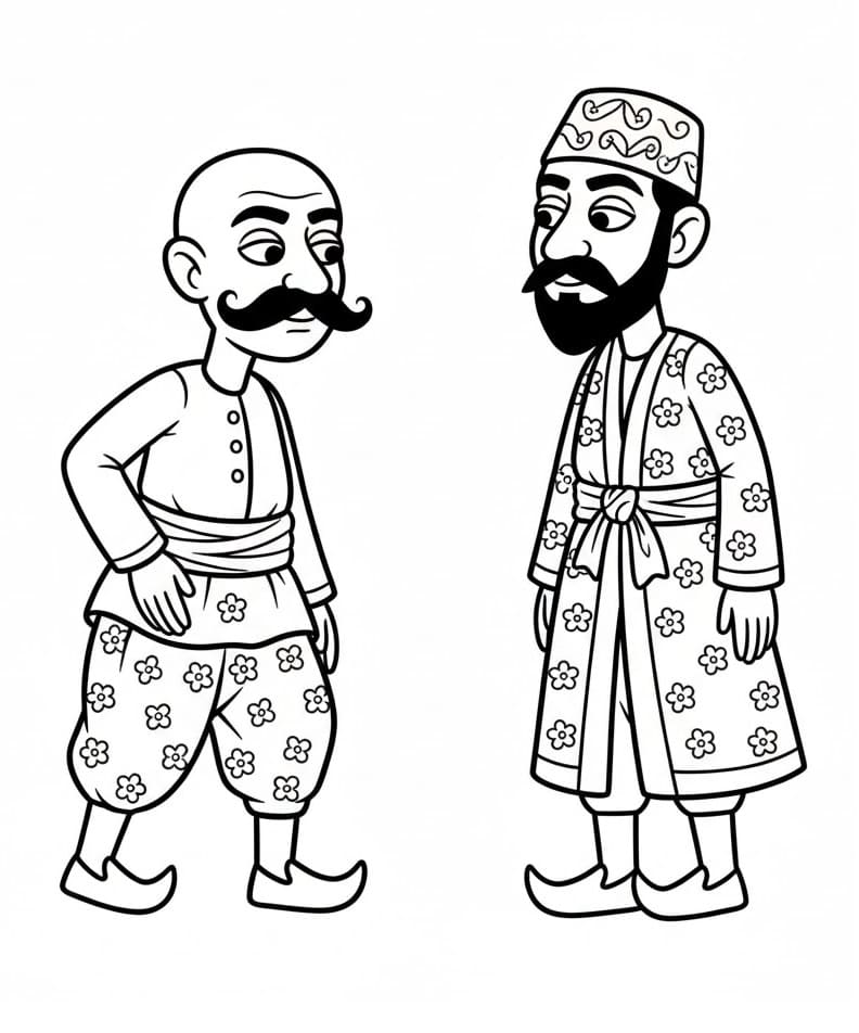 Karagöz ve Hacivat Renklendir Boyama Sayfası