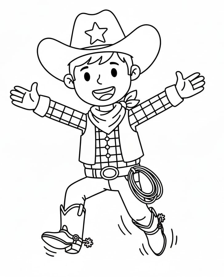 Kolay Kovboy Boyama Sayfası