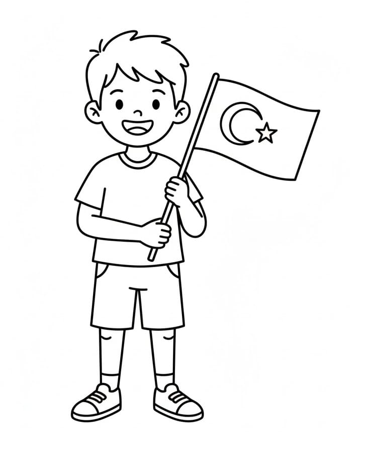 Kolay Türk Bayrağı Boyama Sayfası