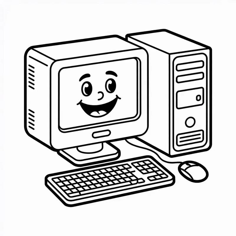 Mutlu Bilgisayar Boyama Sayfası
