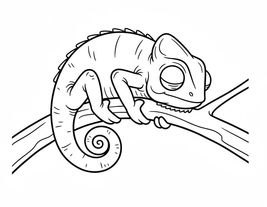 Mutlu Bukalemun Boyama Sayfası