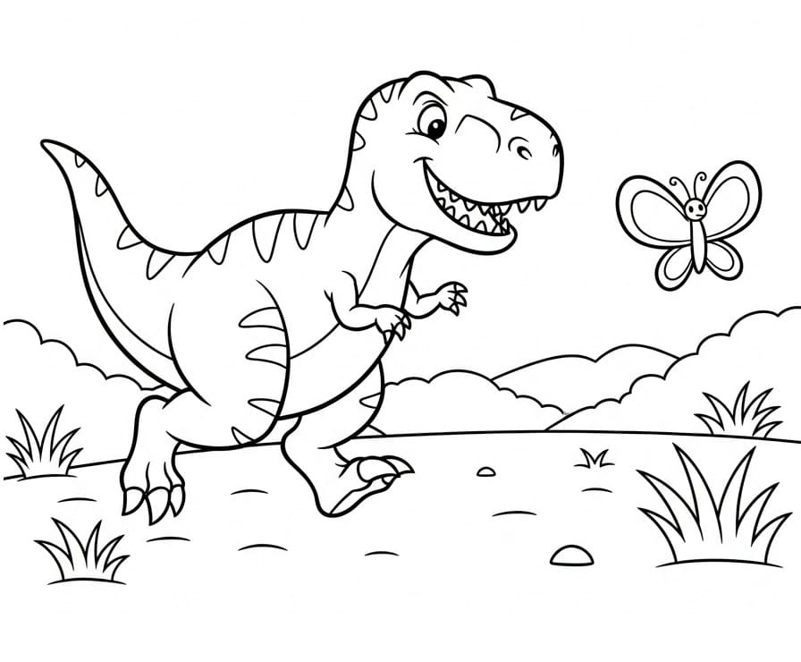 Mutlu T-rex Boyama Sayfası