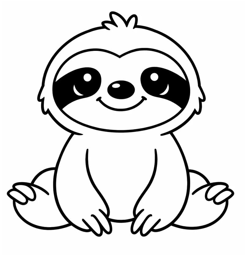 Mutlu Tembel Hayvan Boyama Sayfası