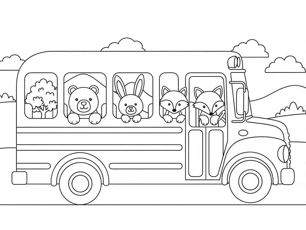 Otobüs 2 Yaş Çocuklar İçin Boyama Sayfası