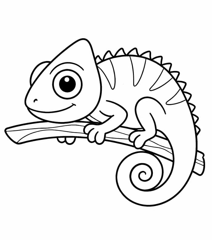 Sevimli Bukalemun Boyama Sayfası