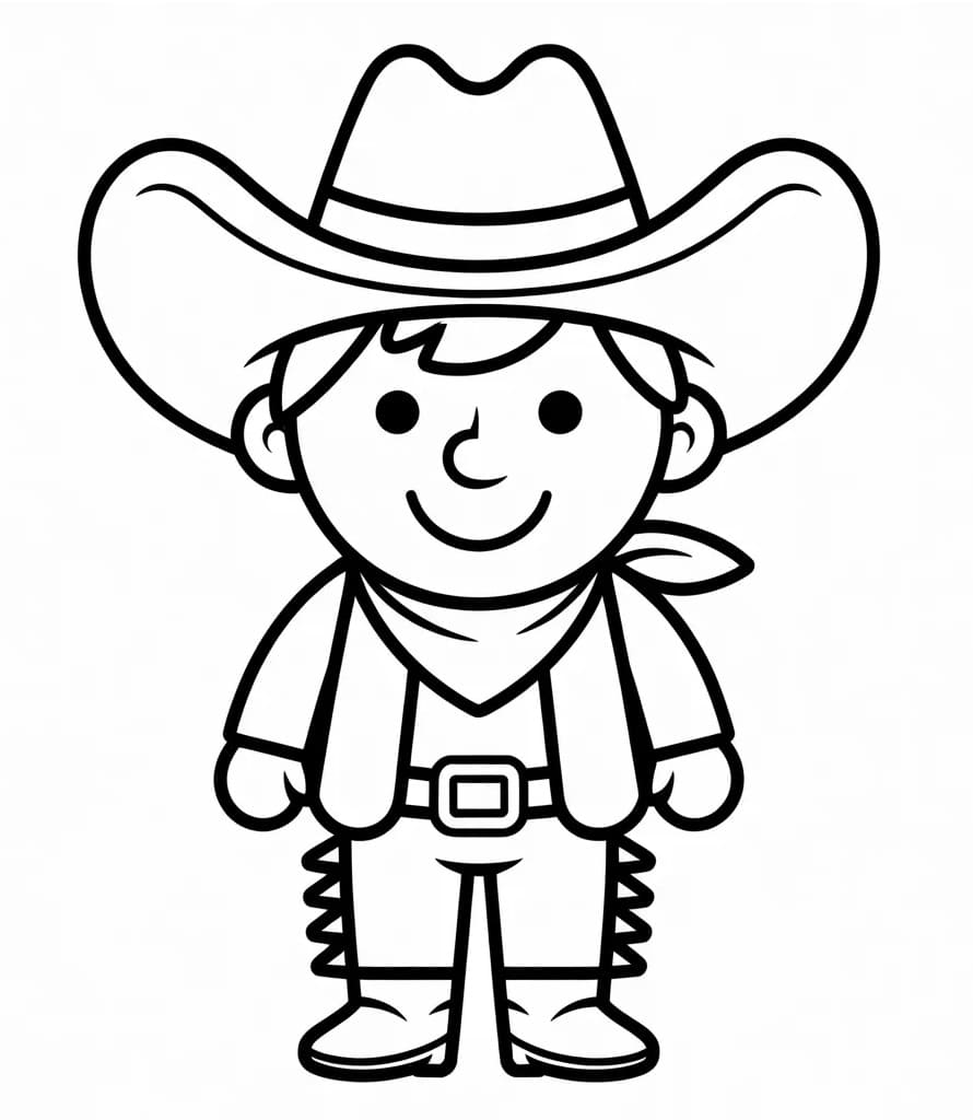 Sevimli Kovboy Boyama Sayfası