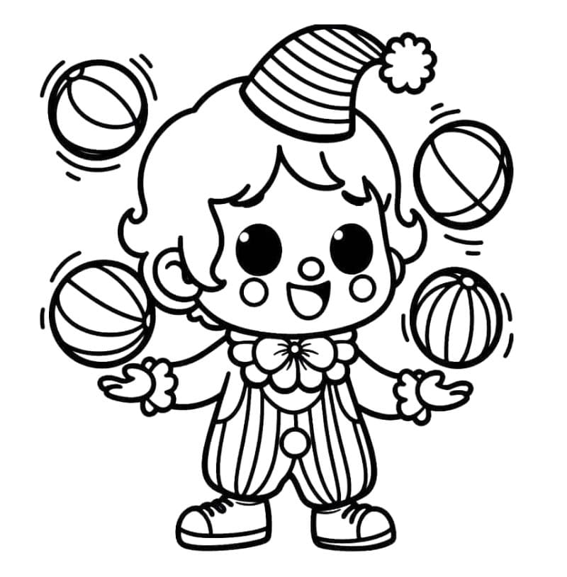 Sevimli Palyaço Boyama Sayfası