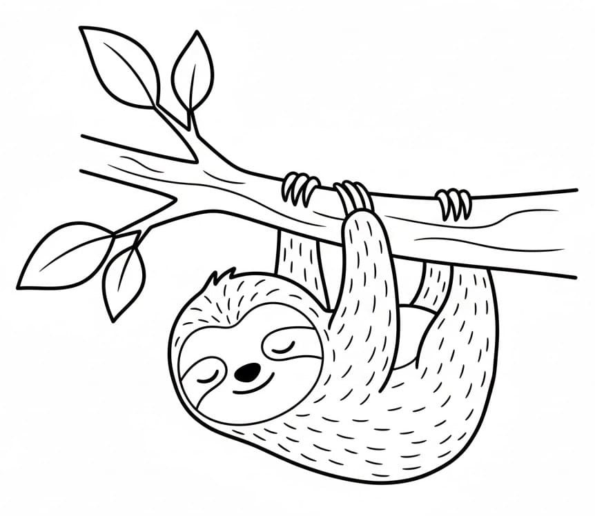 Sevimli Tembel Hayvan Boyama Sayfası