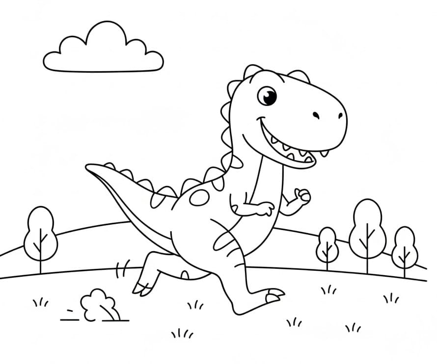 Sevimli bir T-rex Boyama Sayfası