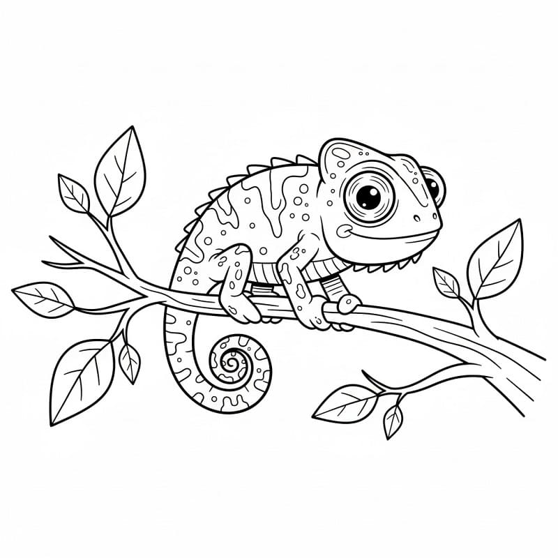 Tatlı Bir Bukalemun Boyama Sayfası