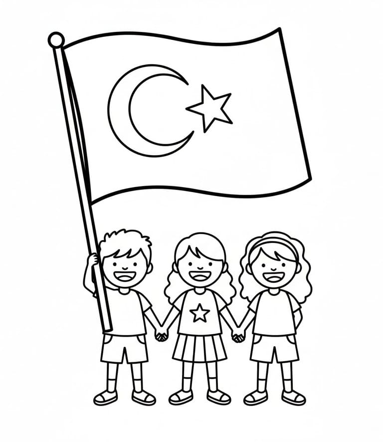 Türk Bayrağı Boyama Sayfaları