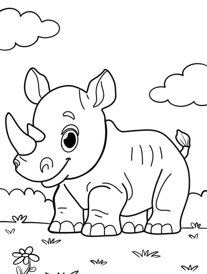 Ücretsiz Gergedan Yazdırılabilir Boyama Sayfası