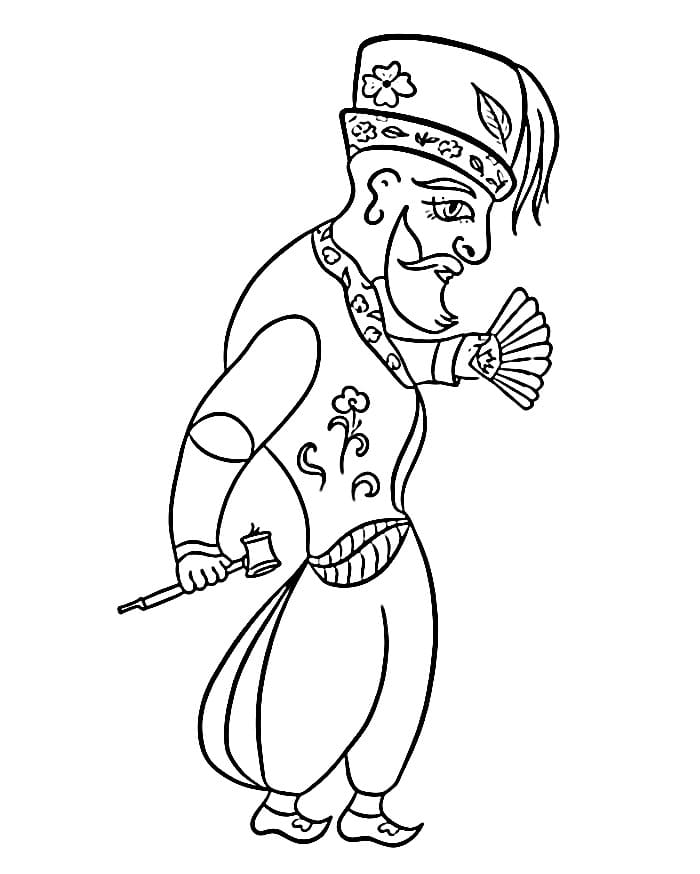 Ücretsiz Karagöz ve Hacivat Boyama Sayfası