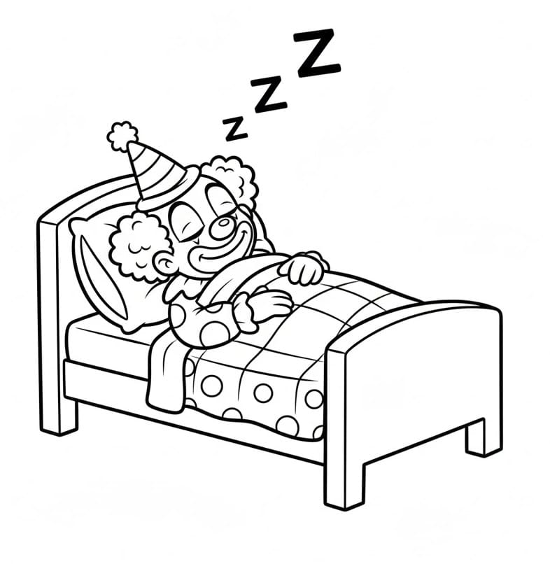 Uyuyan Palyaço Boyama Sayfası