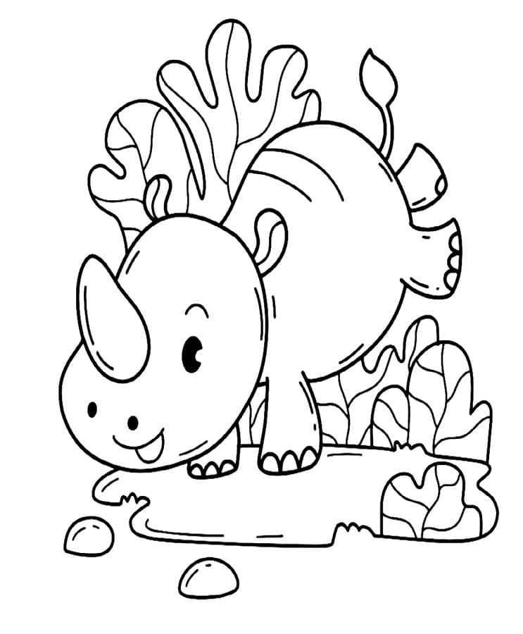 Vahşi Gergedan Boyama Sayfası