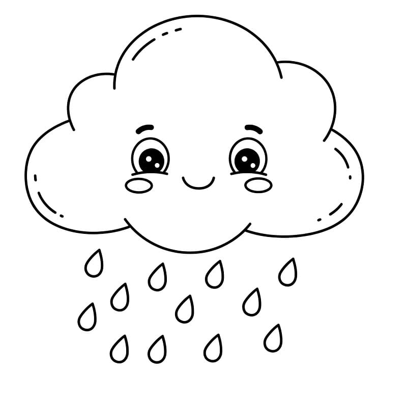 Yağmurlu Tatlı Bulut Boyama Sayfası