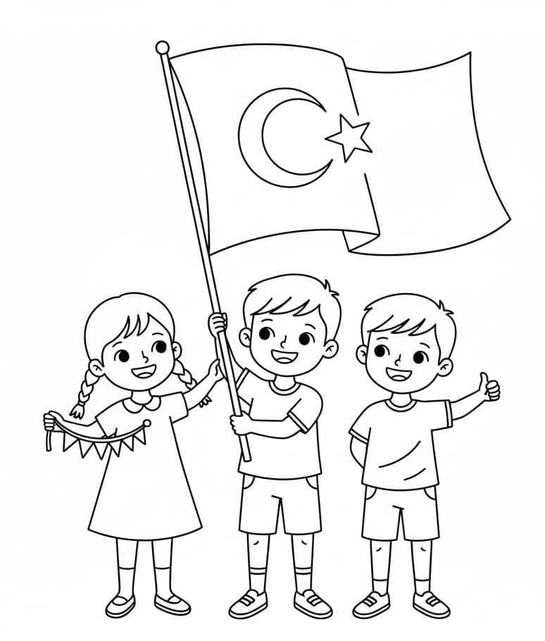 Yazdır Türk Bayrağı Boyama Sayfası