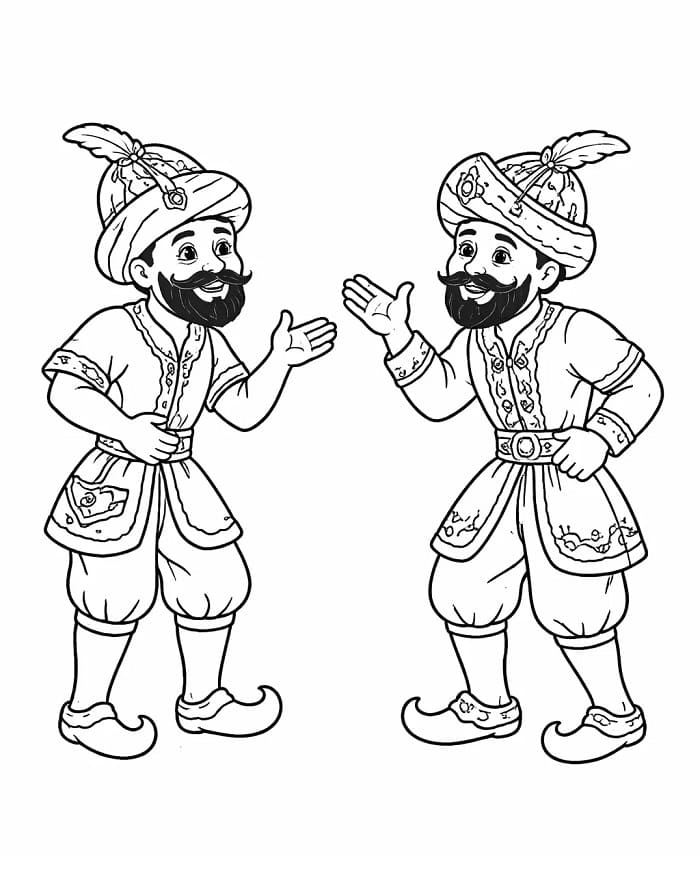 Yazdırılabilir Bedava Karagöz ve Hacivat Boyama Sayfası