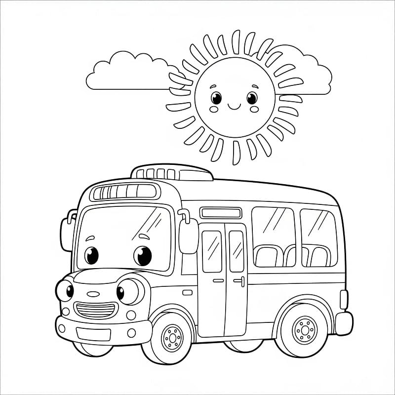 Yazdırılabilir Bedava Otobüs Boyama Sayfası