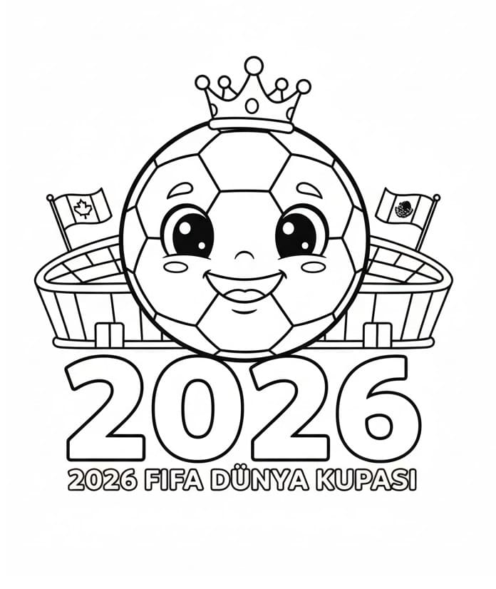 Yazdırılabilir Dünya Kupası 2026 Çocuklar İçin Boyama Sayfası