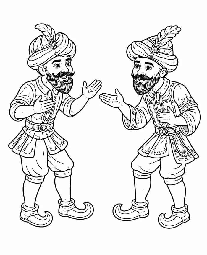 Yazdırılabilir Karagöz ve Hacivat Bedava Boyama Sayfası