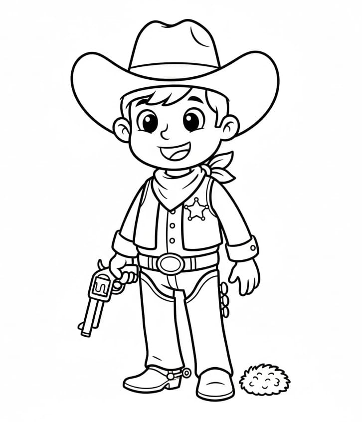 Yazdırılabilir Kovboy Boyama Sayfası
