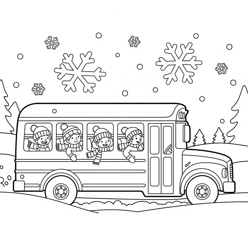 Yazdırılabilir Otobüs Çocuklar İçin Boyama Sayfası