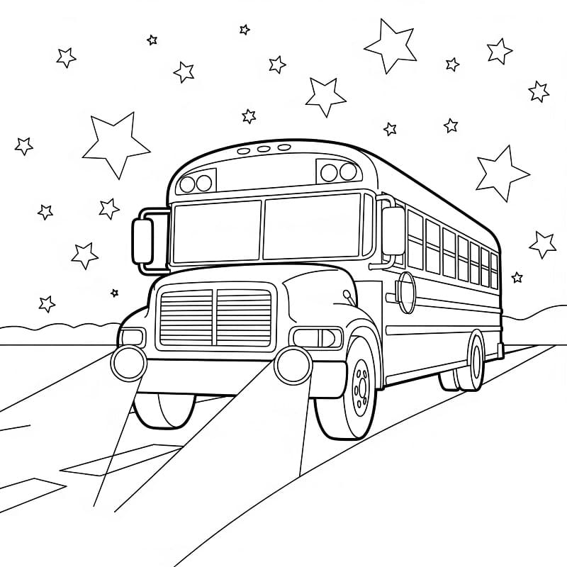 Yazdırılabilir Otobüs Resim Boyama Sayfası
