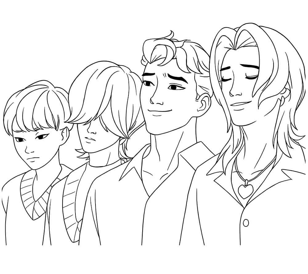 Yazdırılabilir Saja Boys Resim Boyama Sayfası