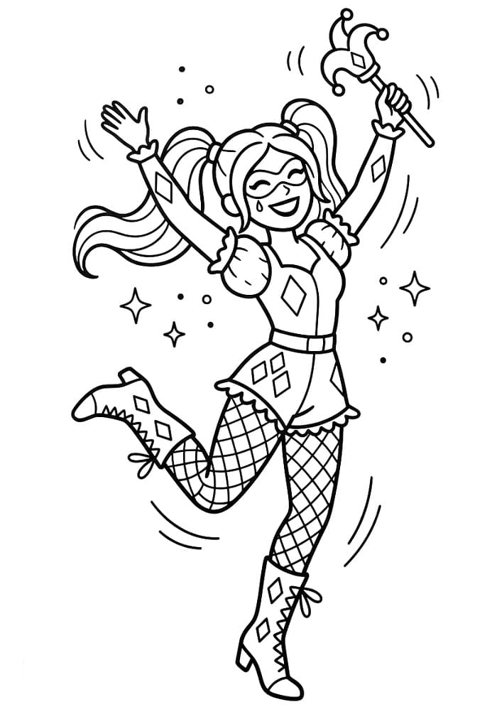 Animasyonlu Harley Quinn Boyama Sayfası