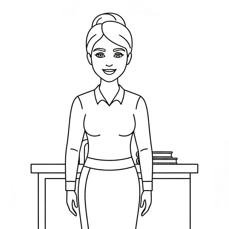 Basit Öğretmen Boyama Sayfası