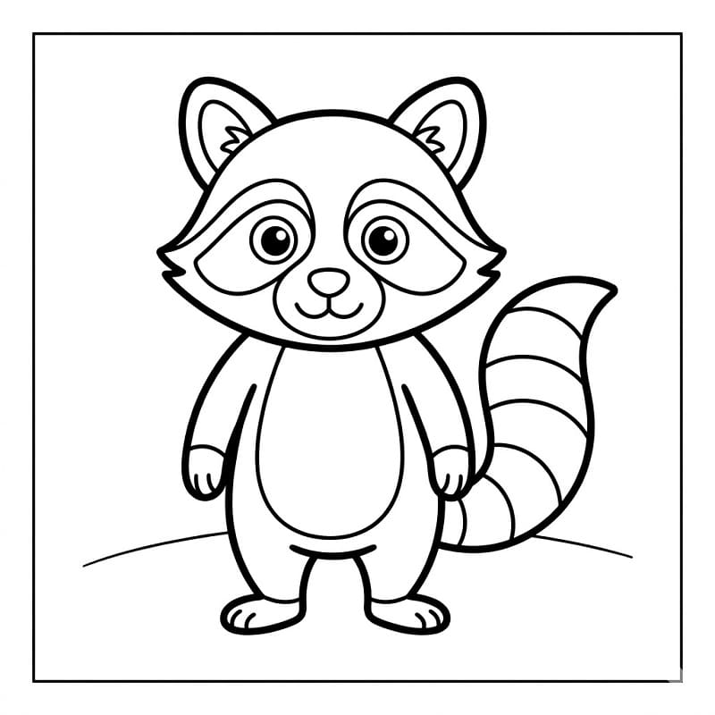 Basit Rakun Boyama Sayfası