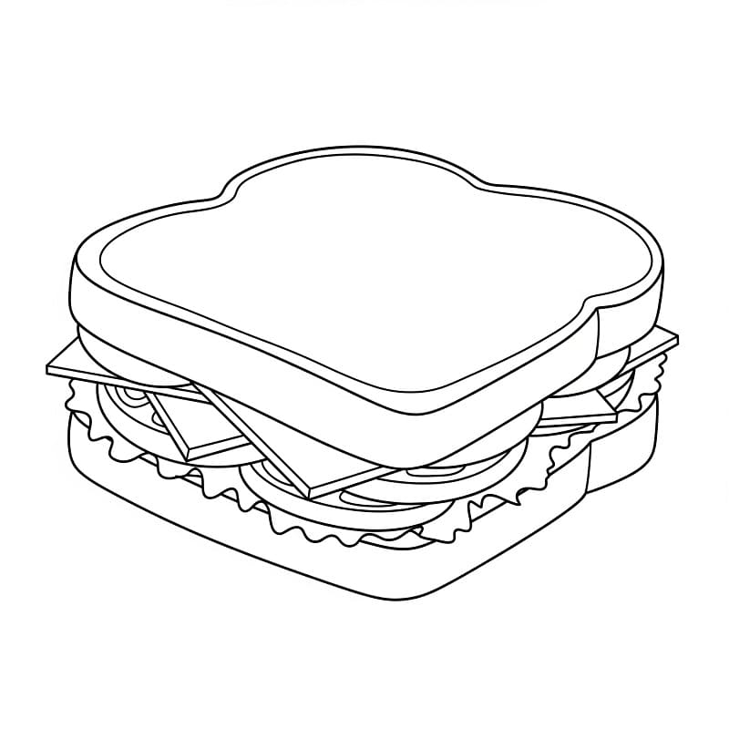Basit Sandviç Boyama Sayfası