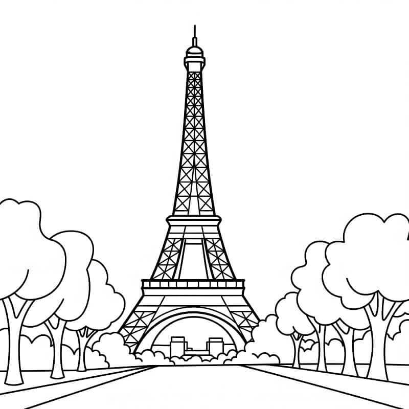 Bedava Çocuklar İçin Eyfel Kulesi Boyama Sayfası