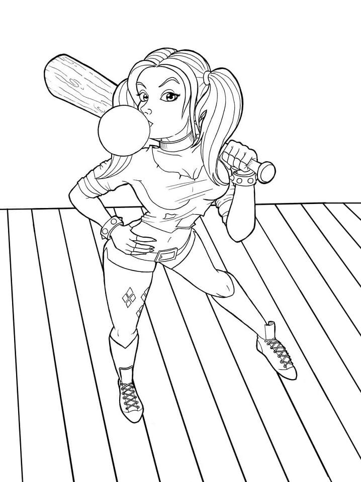 Bedava Çocuklar İçin Harley Quinn Boyama Sayfası