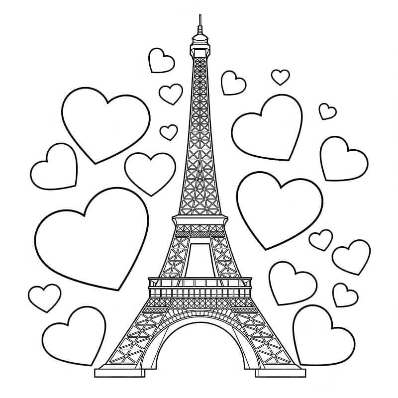 Bedava Eyfel Kulesi Yazdırılabilir Boyama Sayfası