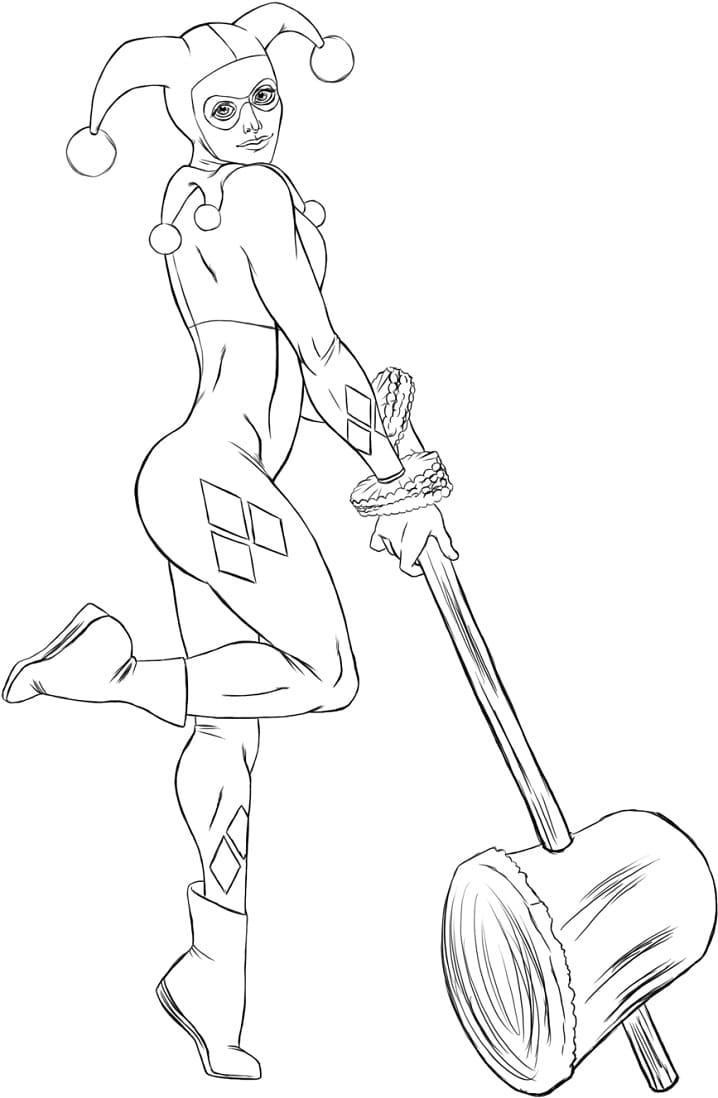 Bedava Harley Quinn Çocuklar İçin Boyama Sayfası