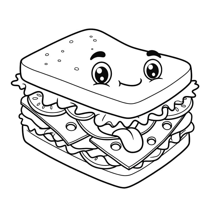 Bedava Yazdırılabilir Sandviç Boyama Sayfası